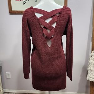 NEW Caged, Criss Cross Back Tunic Sweater